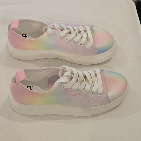 BP. Pastel Rainbow Canvas Sneakers | Y2K Aesthetic Lace-Up Shoes | Size 7 - Picture 4 of 6